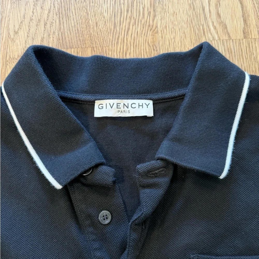 Authentic Givenchy Black Polo Shirt with White Accents - Picture 4 of 12